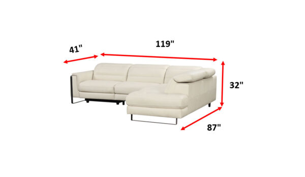 Eminence Sectional w/ Recliner White Modern Sectional Sofa p13982 By ESF Furniture 16