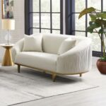 Martina Loveseat with 2 Pillows in Ivory Velvet LV03851 By ACME Luxury Loveseats Mobilia Cleopatra 13 Martina Loveseat with 2 Pillows in Ivory Velvet LV03851 By ACME 13