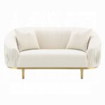 Martina Loveseat with 2 Pillows in Ivory Velvet LV03851 By ACME Luxury Loveseats Mobilia Cleopatra 14 Martina Loveseat with 2 Pillows in Ivory Velvet LV03851 By ACME 14