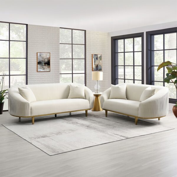 Martina Loveseat with 2 Pillows in Ivory Velvet LV03851 By ACME 12