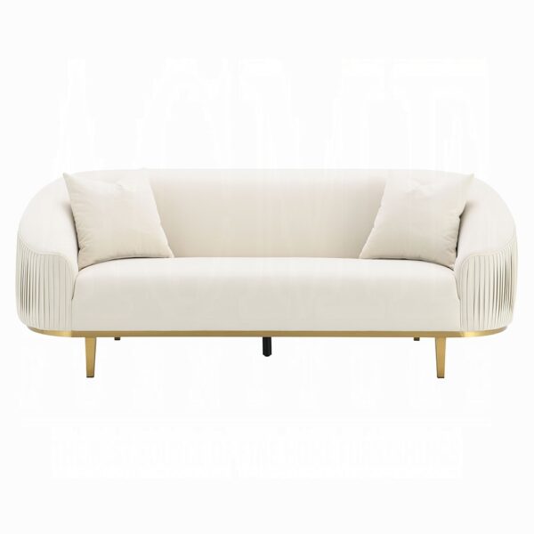 Martina Sofa with 2 Pillows in Ivory Velvet LV03850 By ACME 9