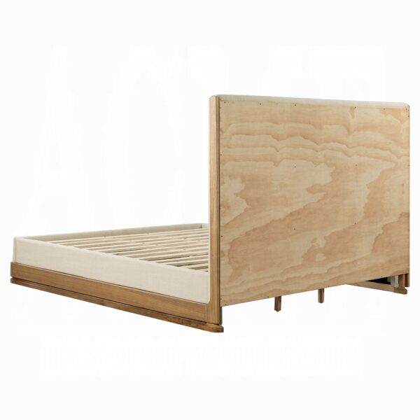 Zoey Bed in Beige Fabric & Oak Finish By ACME 8