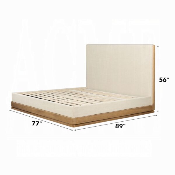 Zoey Bed in Beige Fabric & Oak Finish By ACME 9