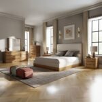Zoey Bed in Beige Fabric & Oak Finish By ACME 14