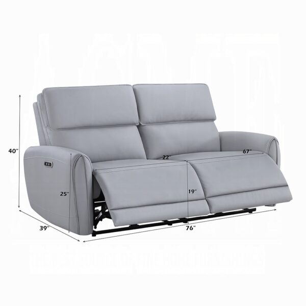 Jeromie Power Motion Sofa with USB Port in Gray Leather LV03335 By ACME 15
