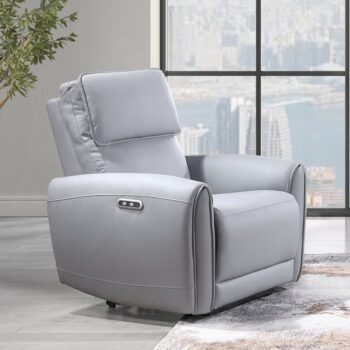 Jeromie Power Motion Recliner with USB Port in Gray Leather LV03337 By ACME