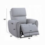 Jeromie Power Motion Recliner with USB Port in Gray Leather LV03337 By ACME 17