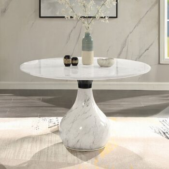 Koen Round Dining Table with Marble Top DN04055 By ACME