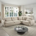 Jonina Sectional Sofa with 4 Pillows in Beige Chenille LV04840 By ACME 15