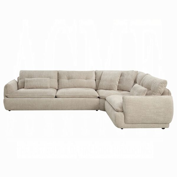 Jonina Sectional Sofa with 4 Pillows in Beige Chenille LV04840 By ACME 10