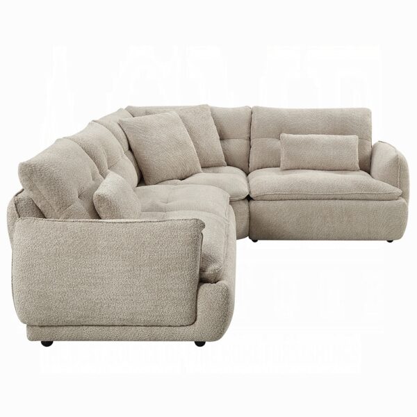 Jonina Sectional Sofa with 4 Pillows in Beige Chenille LV04840 By ACME 11