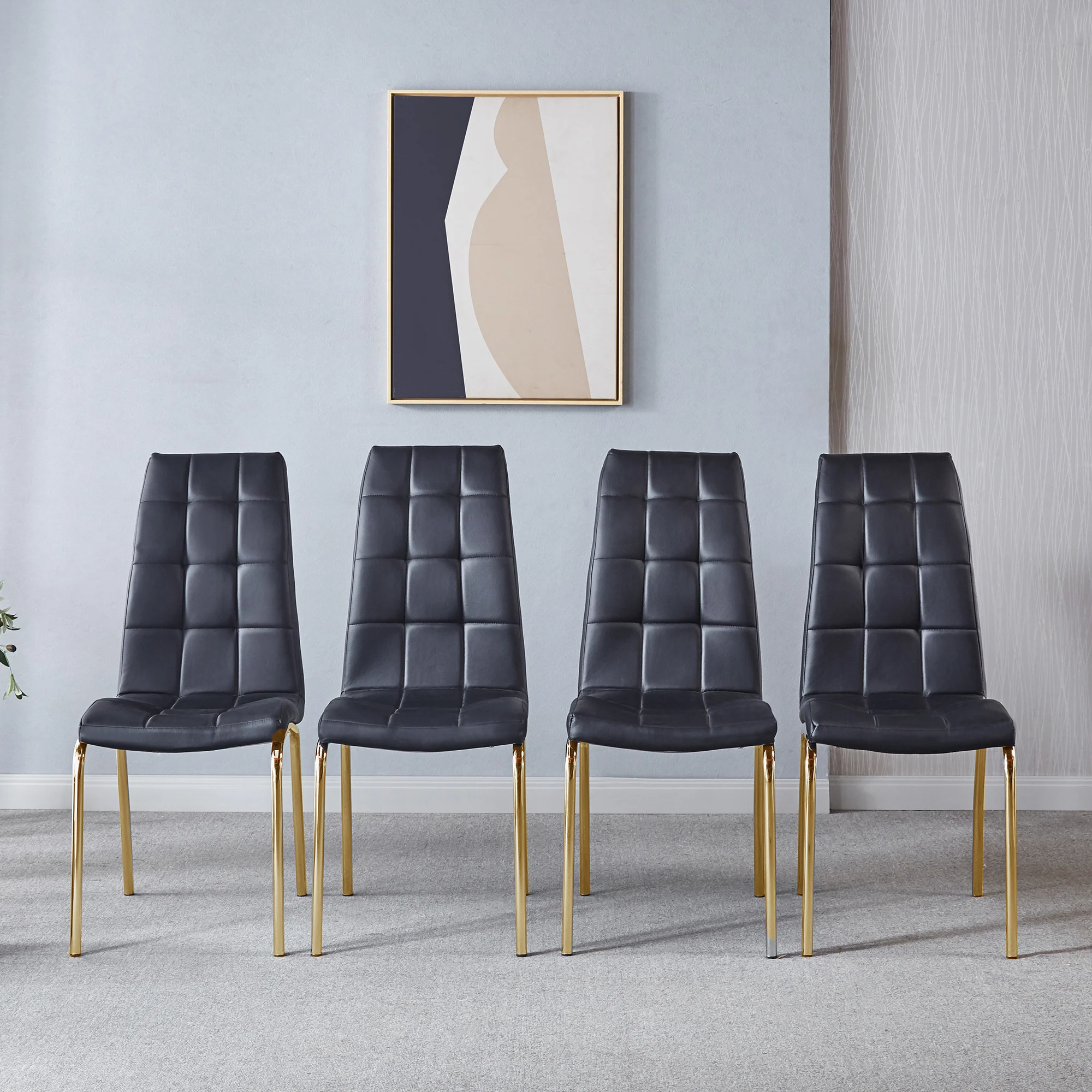 Dck216 Pu Leather Dining Chair By Artisan Furniture | Mobilia Cleopatra 3 DCK216 PU Leather Dining Black Gold Chair By Artisan Furniture