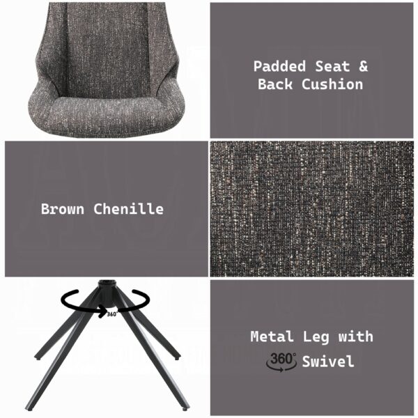 Malika Side Chair with Swivel in Brown Chenille DN03596 By ACME 13