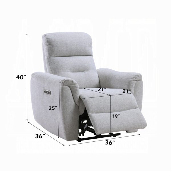 Eastre Power Motion Recliner with USB Port in Beige Chenille LV03587 By ACME 15