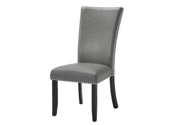D6050-CS  Leather Gray Side Chair By Mcferran