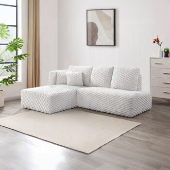 Manya Sectional Sofa in White Corduroy LV04260 By ACME