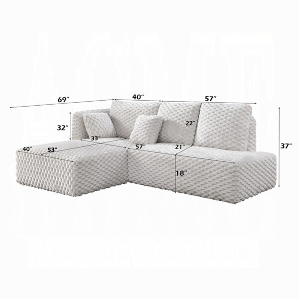 Manya Sectional Sofa in White Corduroy LV04260 By ACME 10