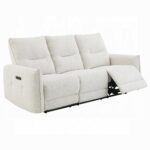 Lalisa Power Motion Sofa with USB Port in Cream Chenille LV04780 By ACME 18