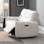 Lalisa Power Motion Loveseat with USB Port in Cream Chenille LV04781 By ACME 17
