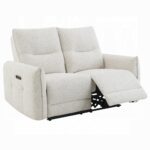Lalisa Power Motion Loveseat with USB Port in Cream Chenille LV04781 By ACME 18