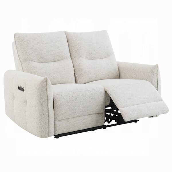 Lalisa Power Motion Loveseat with USB Port in Cream Chenille LV04781 By ACME 11
