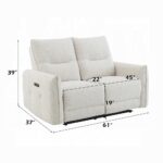 Lalisa Power Motion Loveseat with USB Port in Cream Chenille LV04781 By ACME 20