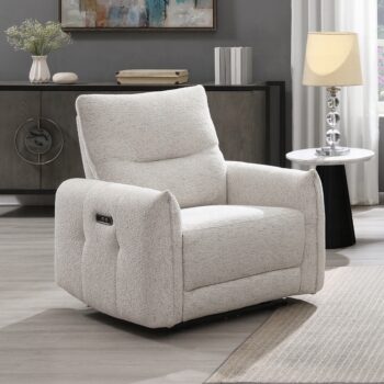 Lalisa Power Motion Recliner with USB Port in Cream Chenille LV04782 By ACME