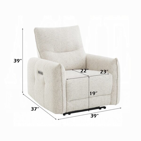 Lalisa Power Motion Recliner with USB Port in Cream Chenille LV04782 By ACME 13