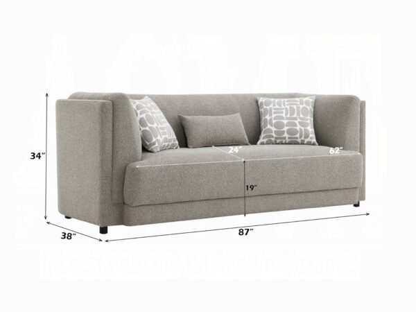 Glenda Sofa with 3 Pillows in Gray Chenille LV05380 By ACME 13
