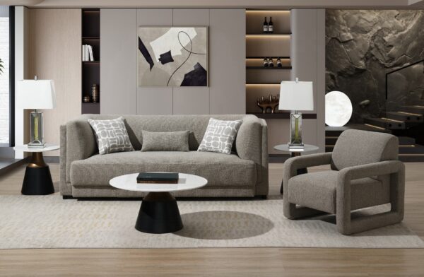 Glenda Sofa with 3 Pillows in Gray Chenille LV05380 By ACME 16