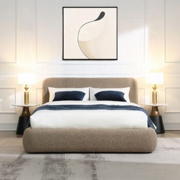 Erica Modern Bed in Dark Beige Tweed By ACME