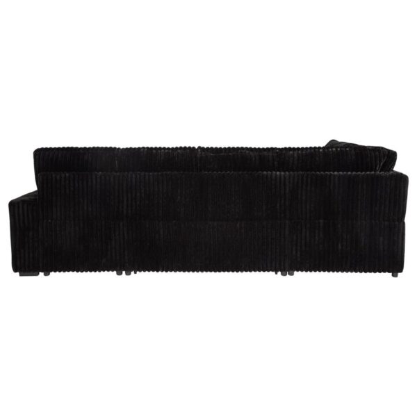 Devonshire Corduroy Sleeper Sectional Sofa Storage Chaise Black by Coaster Furniture