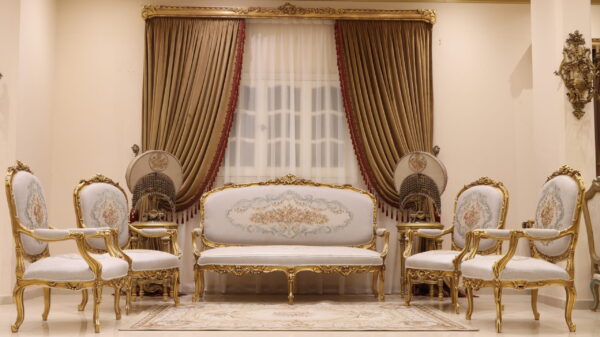 Handmade 5Pcs Pure Beige Sofa Set 4