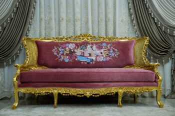 Handmade Gold Magenta Orchid Sofa