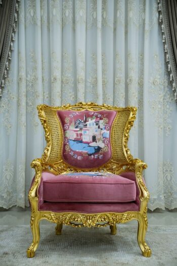 Handmade Gold Magenta Orchid Chair