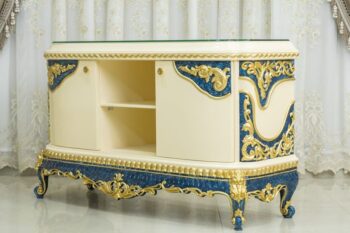 Handmade Cream Gold Blue Cleopatra Console Tv.