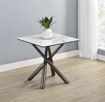 Carvell Square Sintered Stone End Table Mirage White by Coaster Furniture