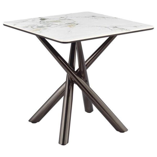 Carvell Square Sintered Stone End Table Mirage White by Coaster Furniture