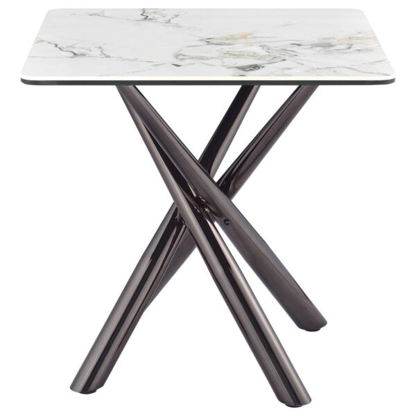 Carvell Square Sintered Stone End Table Mirage White by Coaster Furniture