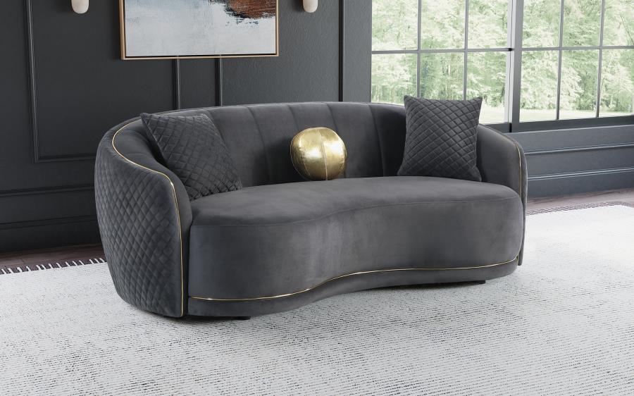 Brookside Velvet Upholstered Curved Sofa Dark Gray By Coaster Furniture Luxury Living Room Furniture Mobilia Cleopatra 3 Brookside Velvet Upholstered Curved Sofa Dark Gray by Coaster Furniture 3