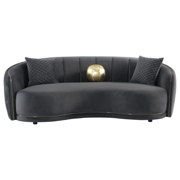 Brookside Velvet Upholstered Curved Sofa Dark Gray by Coaster Furniture