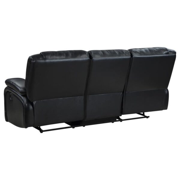 Camila Upholstered Motion Black Leatherette Reclining Sofa by Coaster Furniture