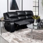 Camila Upholstered Motion Black Leatherette Reclining Sofa by Coaster Furniture 13