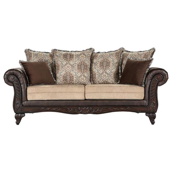 Elmbrook Traditional Faux Leather Sofa Brown by Coaster Furniture