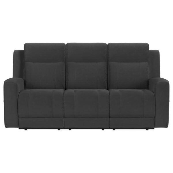 Brentwood Upholstered Motion Reclining Sofa Dark Charcoal by Coaster Furniture