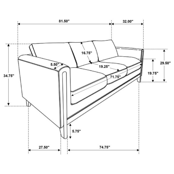 Islington Fabric Upholstered Panel Arm Sofa Taupe by Coaster Furniture