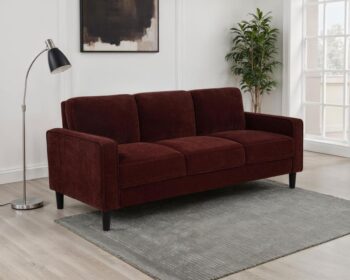 Ruth 77-inch Fabric Upholstered Track Arm Sofa Rust Red by Coaster Furniture