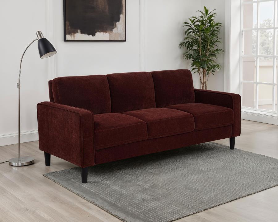 Ruth 77-Inch Fabric Upholstered Track Arm Sofa Rust Red By Coaster Furniture Luxury Living Room Furniture Mobilia Cleopatra 3 Ruth 77-inch Fabric Upholstered Track Arm Sofa Rust Red by Coaster Furniture 3