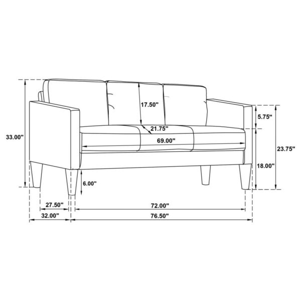 Ruth 77-inch Fabric Upholstered Track Arm Sofa Rust Red by Coaster Furniture