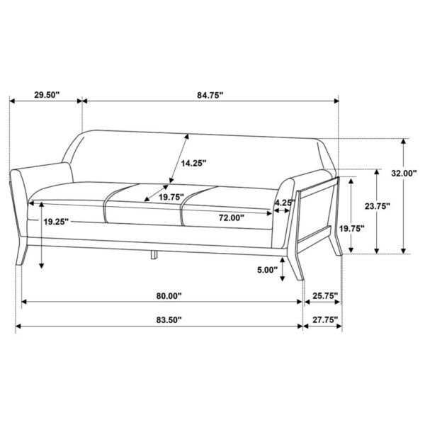 Vaughn Retro Wood Frame Grey Sofa by Coaster Furniture